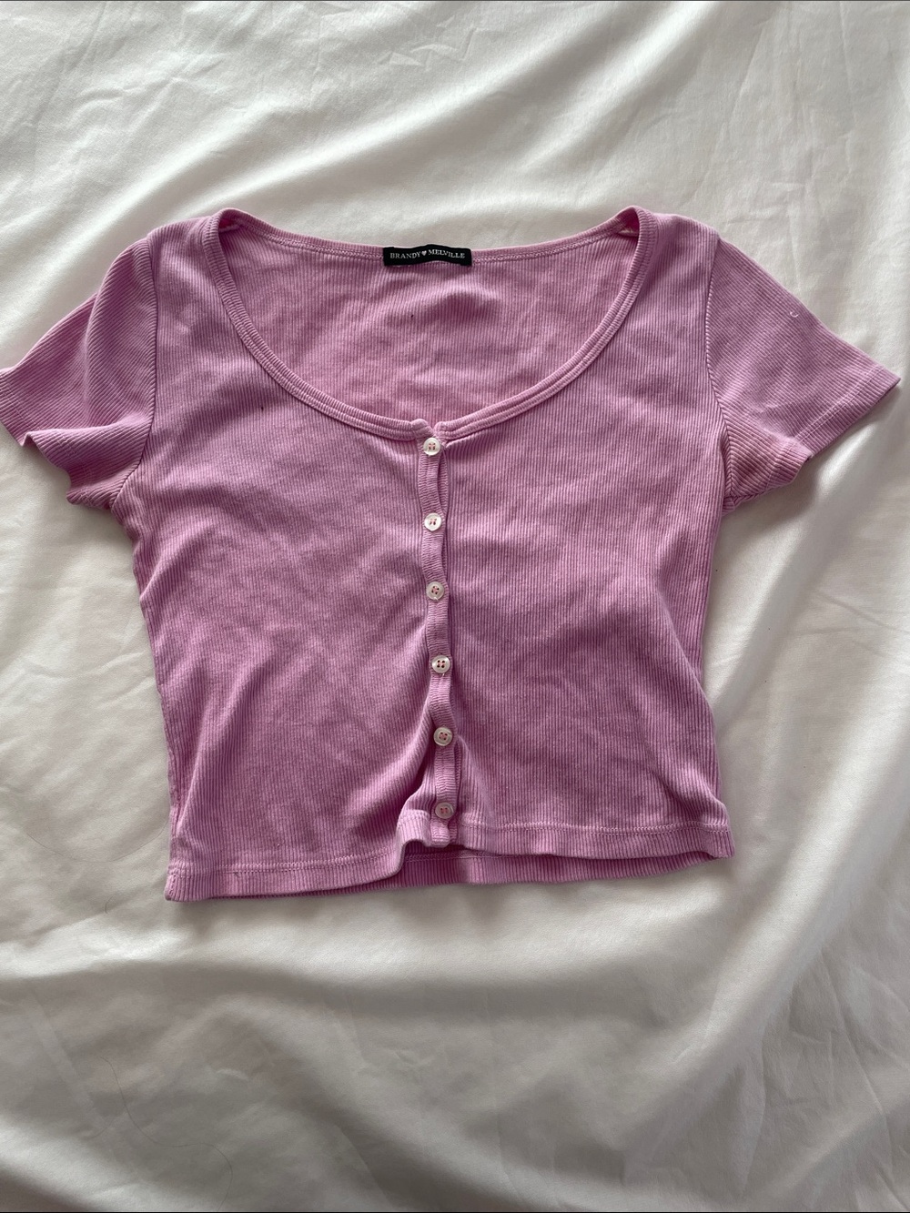 Brandy Melville Mauve Scoop Neck Button Crop Top